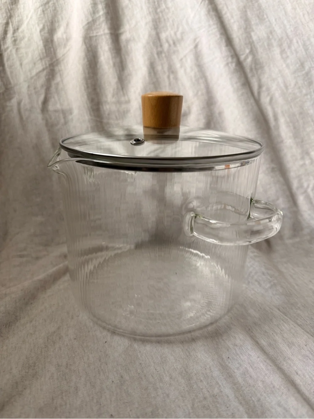 Clear Glass Cooking Pot with Bamboo Knob Lid - Clear
